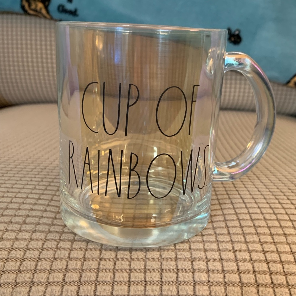Rae Dunn CUP OF RAINBOWS 18 oz. Glass Mug